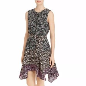 NWT $395 Rebecca Taylor Louisa Sleeveless Floral Silk Dress in Size Large!